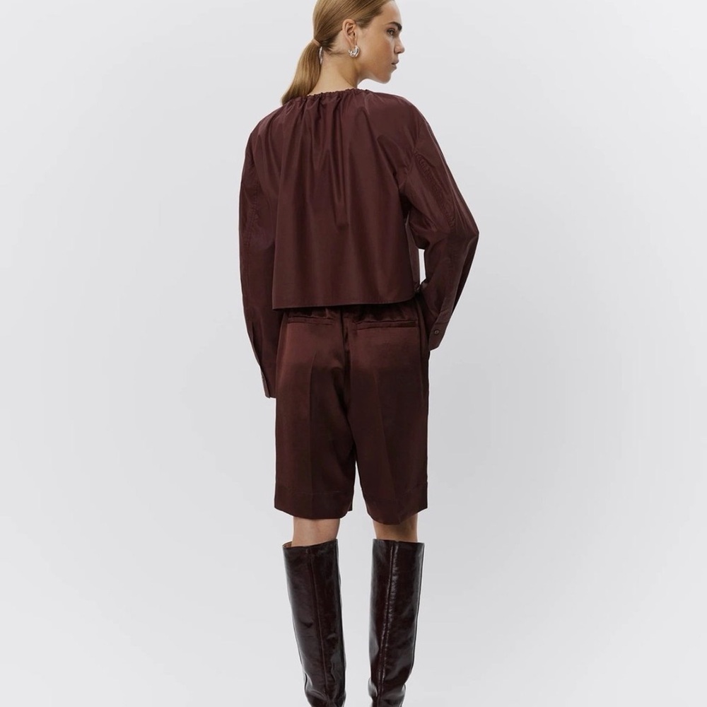 Burgundy Linen Blend shine Pull-On Shorts Relaxed Fit | Day Birger ET Mikkelsen - Picture 4 of 5